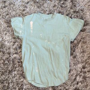 Pebby Forevee Women’s Small Mint Distressed And Bleached Slit Sided T-Shirt